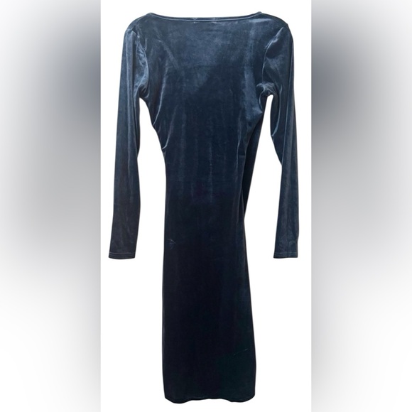 NWOT Velvet Long Sleeve Dress in Blue - Picture 3 of 5